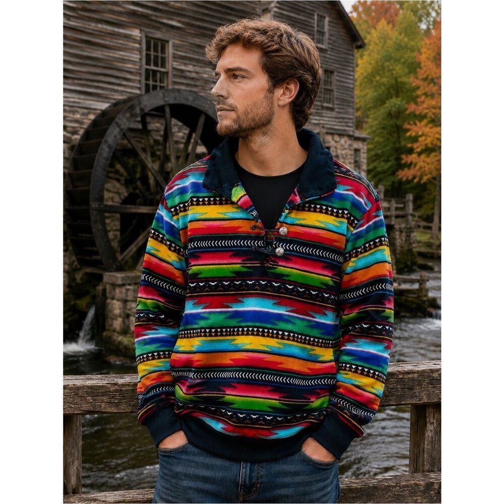 Western Wits Unisex Northern Lights/Aztec Pullover Sweater